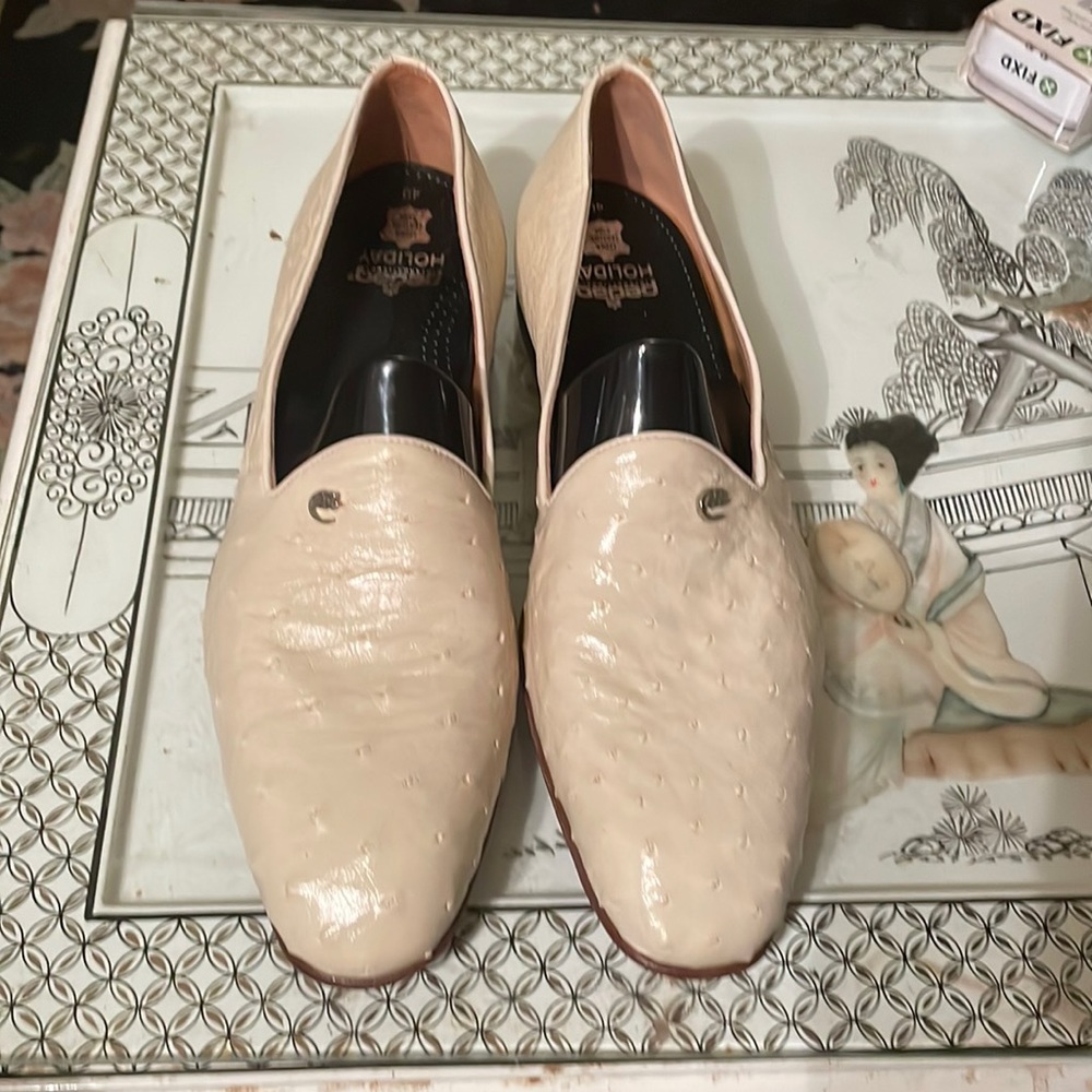 Mauri slip on ostrich skin shoes